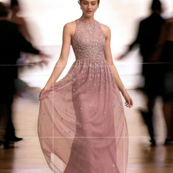 BHLDN Anthropologie Mauve Sequin Formal Gown Dress Size 4 Prom Bridesmaid Flawed - Picture 2 of 16